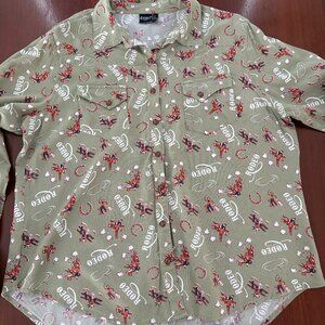 Cruel western button down rodeo bucking horse print